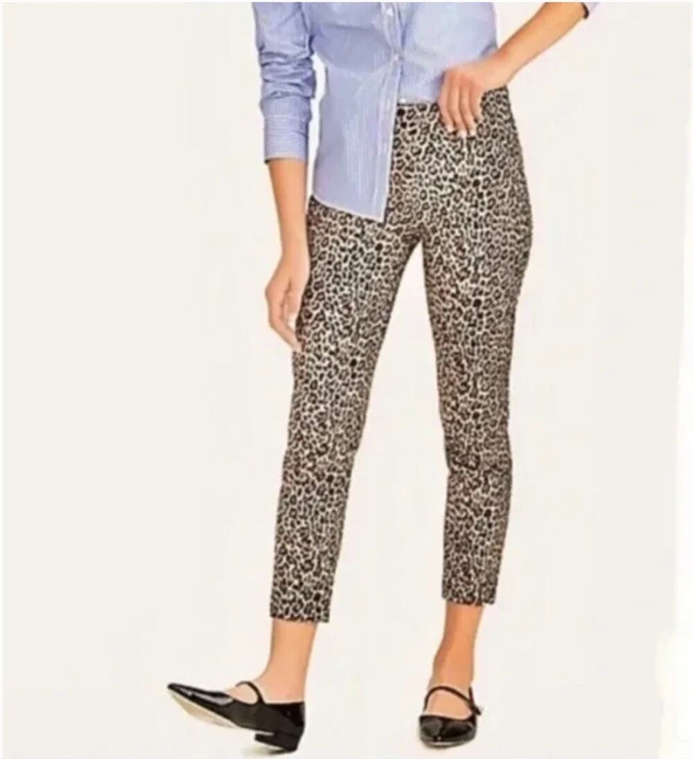 J. Crew Leopard Print Winnie Pant in Stretch Cotton AC159 Size 00